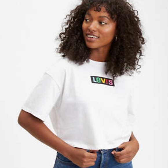 Levi's Tops - Levis | Graphic oversized crop t-shirt with rainbow box tab